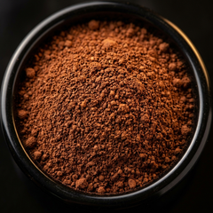 Fine extract powder in an obsidian bowl, macro