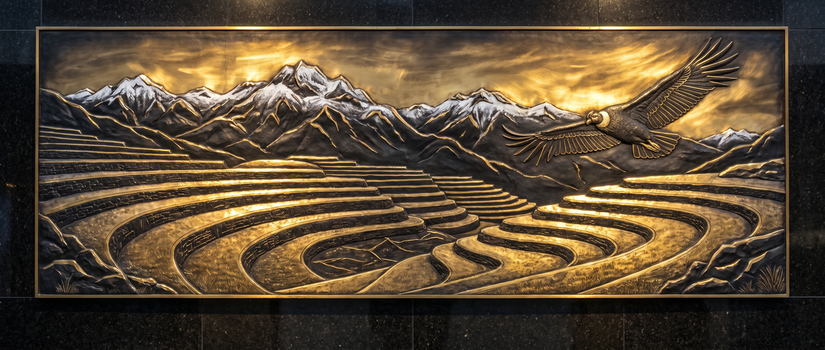 Week 9-10 banner: upper Andean terraces in gold sunrise light with condor